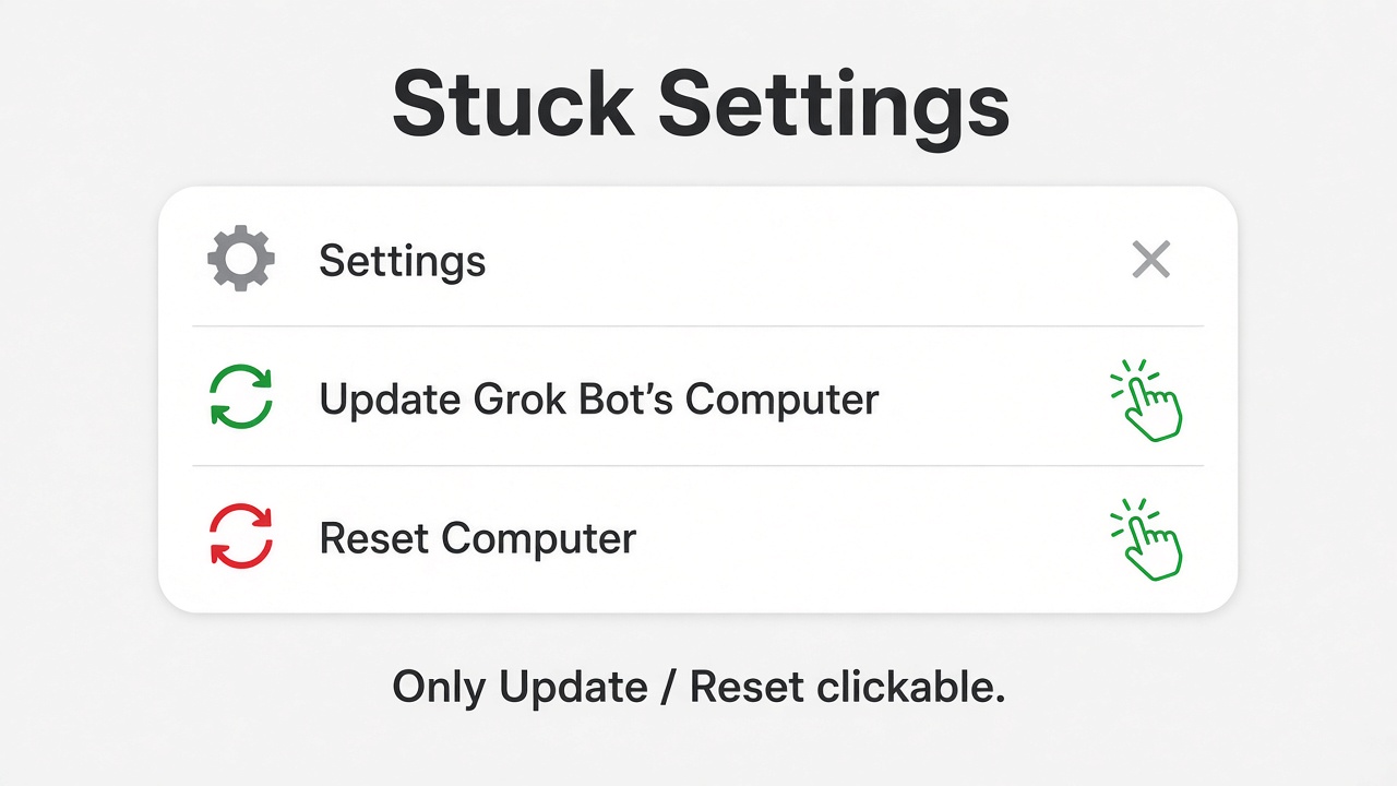 Stuck Settings — in-app update path dead